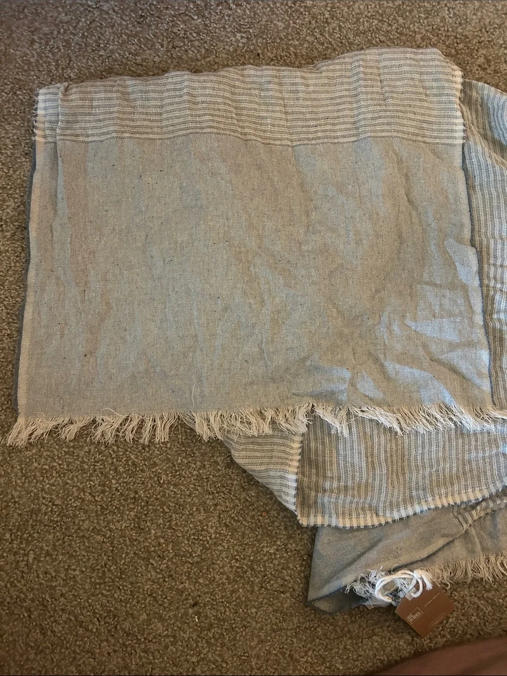 tribe alive Light Blue Striped Fringe Scarf